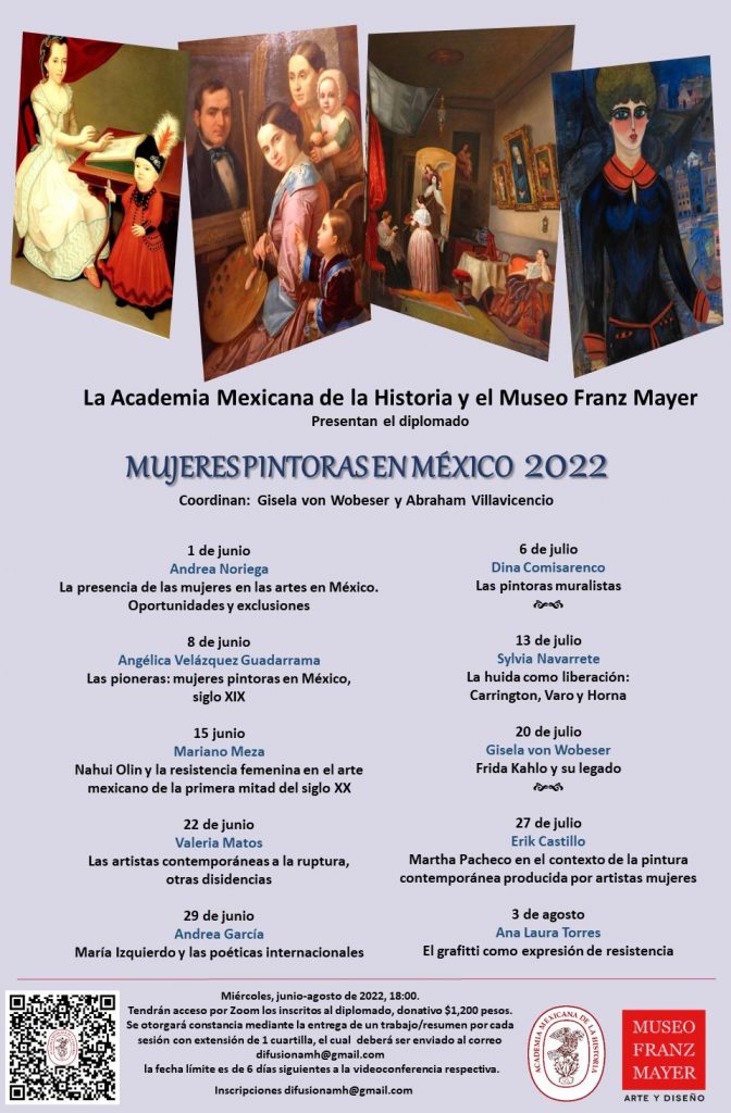 Cartel diplomado Mujeres pintoras en México 2022